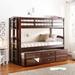 Micah Twin over Twin Convertible Wood Bunk Bed with 1 Trundle&3 Drawers, Espresso