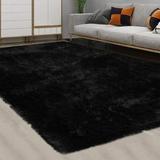 Fluffy Rugs for Living Room Luxury Soft and Thick Fluffy Area Rug Modern Shag Rugs for Bedroom Living Room Faux Shag Rug Home Decor Nursery Area Rug Carpets for Bedroom black 5 x 8