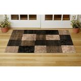 Rug Branch Contemporary Geometric Checkered Brown Beige Indoor Doormat Rug - 2x4