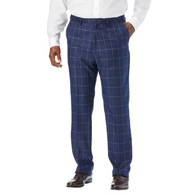 Men's Big & Tall Easy Movement Plain-Front Expandable Dress Pants by KS Signature in Navy Check (Size 54 40)