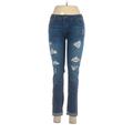 Wax Jean Jeans - Mid/Reg Rise Skinny Leg Denim: Blue Bottoms - Women's Size 7 - Dark Wash