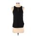 Banana Republic Sleeveless Blouse: Plunge Covered Shoulder Black Solid Tops - Women's Size X-Small