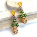 Anthropologie Jewelry | New~ Anthropologie Winter Gem Floral Drop Earrings | Color: Green/Yellow | Size: Os