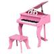 GYMAX 30 Keys Kids Piano, Children Grand Piano with Stool and Music Stand, Mini Wooden Piano Set for Girls Boys (Bent Leg, Pink)