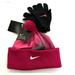 Nike Accessories | Nike Girls Sport Fuschia 4/6x 2 Piece Set Cuffed Pom Pom Hat & Black Gloves | Color: Black | Size: 4/6x