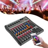 Miumaeov 6 Channel DJ Console Mixer USB Bluetooth Audio Interface 48V Phantom Power Mixer Power Computer Recording Mixing Boards Professional Live Studio Audio for Home KTV Black