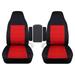 T474-Designcovers Fits 1999-2001 Ford F-150-250-350 Velour Truck Seat Covers w 3 Armrest Covers(One per Seat + Center):Black and Red