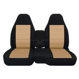 T448-DesignCovers Fits 2004-2012 Ford Ranger/Mazda B-Series VelourTruck Seat Covers(60/40 Split Bench)w Solid Center Console:Black and Tan