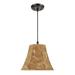 Aspen Creative 70156 One-Light Hanging Pendant Ceiling Light with Transitional Bell Fabric Lamp Shade Copper 12 width