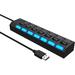 7-Port USB 2.0 Hub with Individual Switches and LEDs USB Hub 2.0 Splitter for All USB Device
