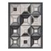 Lela Collection Ivory and Charcoal Gray Geometric Polyester Rug - 7 6 X 10 6