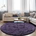 DweIke Round Rug for Bedroom Super Fluffy Circle Rugs for Baby Nursery Furry Carpet for Children Kids Room Cute Soft Shaggy Area Rug for Girls Home Decor For Dorm 5 x5 Gray Purple