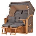 Mr. Deko Strandkorb Komplettset - bene living - Schaalsee Teak - PE grau - Modell 551 - inkl. Liftersystem