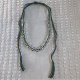 Anthropologie Jewelry | Anthropologie Lucite Clear Chunky Beaded Necklace Suede Cord | Color: Green/White | Size: Os