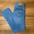 American Eagle Outfitters Jeans | Men's American Eagle Jeans Light Wash Distressed Original Straight Sz 28x32 | Color: Blue | Size: 28