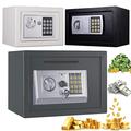 Electronic Security Metal Steel Safe box For Home, 16L Portable Money Cash Safe Box with 2 Emergency Keys & Digital Password, Safety Key Lock Cabinet Safes, 35 x 25 x 25 cm, Black