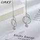 CIAXY – boucles d'oreilles géométriques couleur argent Double anneau pour femmes longue ligne