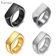 VQYSKO-Bague grise brillante rectangulaire personnalisée pour homme anneau en acier inoxydable