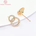 Boucle d'oreille en laiton couleur or 24K 4 pièces 14x5930 MM cercle en Zircon haute qualité