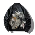 Veste de Baseball pour Homme Broderie Dragon Hip Hop Bomber Pilote Harajuku Japonais Manteau