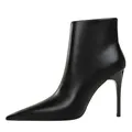 BIGTREE-Bottes de rinçage noires rétro pour femmes chaussures d'hiver à talons aiguilles Parker