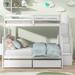 White Twin Over Full Bunk Bed with 2 Drawers and Staircases