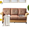 Alcott Hill® 84.6" Flared Arm Sofa Faux Leather/Polyester in Brown | 35 H x 84.6 W x 31.89 D in | Wayfair CC83EA879A1A4A29B3D4C9F37C211CDE