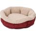 Pet Self Warming Round Bed 19.5 Inches Barn Red and Cream