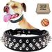 teemerryca Adjustable Microfiber Leather Spiked Studded Dog Collars with a Squeak Ball Gift for Small Medium Large Pets Like Cats/Pit Bull/Bulldog/Pugs/Husky Black L 16-18.7 inches