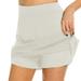 Anti-Chafing Active Skorts Super Soft Comfortable Women s Athletic Lightweight Skirts With Shorts Pockets Running Tennis(Creamy-white L)