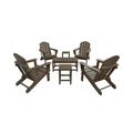 WO 7-Piece Outdoor Patio Adirondack Chair and Coffee Table Conversation Set Dark Brown