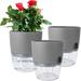 Ludlz Self Watering Planter Pots for Indoor Plants Double Layer African Violet Pots with Wick Rope-Grey White