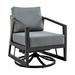 Armen Living Palma Outdoor Patio Swivel Lounge Chair in Aluminum with Grey Cushions