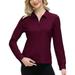 Mofiz Women s Golf Polo Shirt Long Sleeves Zip Up Sport Active Shirts Quick Dry Athletic T-Shirt Casual Tennis Tops Slim Fit Wine red S