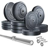 French Fitness Olympic Bumper Plates Set w/7 ft Olympic Bar 425 lbs (New)