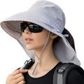 Summer Solid Color Bow Tie Bucket Hat for Women Shawl Integrated Sun Hat Outdoor Anti-UV Fishing Hat Ladies Beach Hat Hiking Hat Light gray