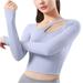 Seamless Workout Shirts for Women Long Sleeve Crop Yoga Tops Sports Slim Fit Running Breathable Athletic Gym Top