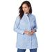 Plus Size Women's Stretch Poplin Tunic by Jessica London in French Blue Plaid Patchwork (Size 18) Long Button Down Shirt