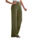 Plus Size Women's Everyday Stretch Knit Wide Leg Pant by Jessica London in Dark Olive Green (Size 26/28) Soft Lightweight Wide-Leg