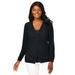 Plus Size Women's Crochet Button-front Cardigan by Jessica London in Black (Size S)