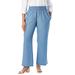 Plus Size Women's Chambray Wide Leg Pant by Jessica London in Light Wash (Size 12 W)