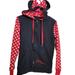 Disney Tops | Disney Parks Minnie Mouse Hoodie Zip Up With Ears Red White Polka Dots Small | Color: Black/Red | Size: S