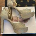 Jessica Simpson Shoes | Jessica Simpson Gold Beeya Open-Toe Platform Heels | Color: Gold | Size: 6.5