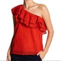 J. Crew Tops | J. Crew Womens Red Eyelet Lace Off The Shoulder Top Size 8 Nwt | Color: Red | Size: 8