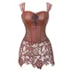 Robe Steampunk en cuir corset gothique sexy bretelles bustier noir fermeture éclair jupe en