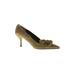 J.Crew Heels: Slip-on Stiletto Cocktail Party Green Solid Shoes - Women's Size 8 - Pointed Toe