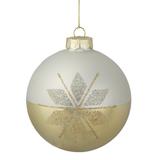 4" Gold and Silver Snowflake Glass Ball Christmas Ornament