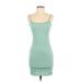 Shein Casual Dress - Bodycon Scoop Neck Sleeveless: Green Color Block Dresses - Women's Size Small