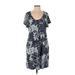 SONOMA life + style Casual Dress Scoop Neck Short sleeves: Blue Print Dresses - Women's Size X-Small