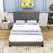 Red Barrel Studio® Queen Size Linen Platform Bed w/ Headboard Upholstered/Linen in Gray | 51 H x 64 W x 85 D in | Wayfair